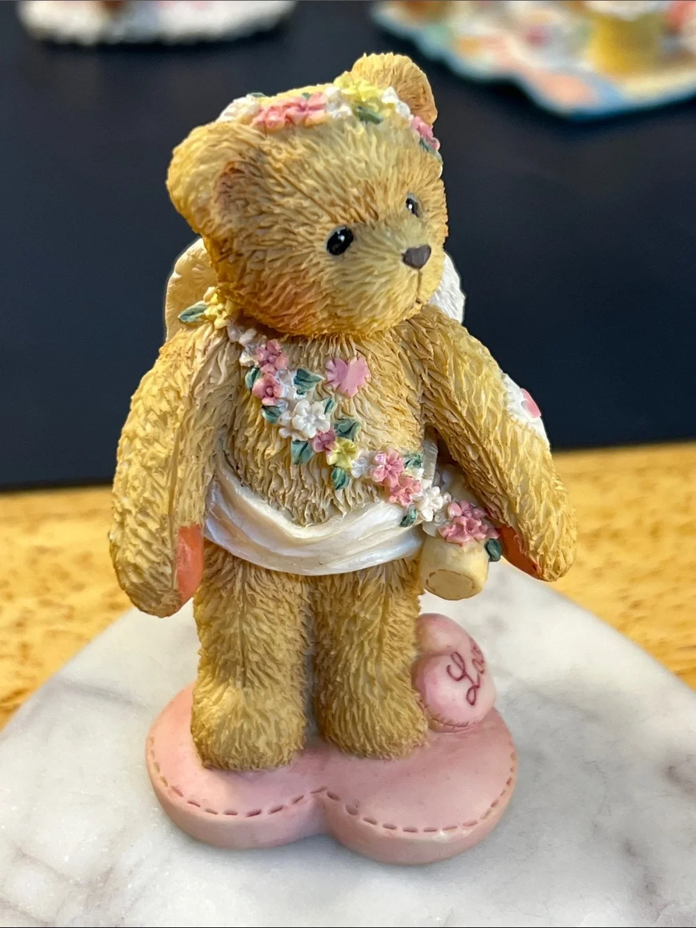 “love” Enesco Tan Bear Figurine with Pink Heart 🩷 Base